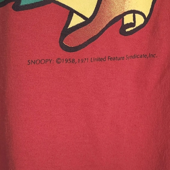 VTG Snoopy 1958-1971 Shirt "Joe Mistletoe" Red - Picture 4 of 7